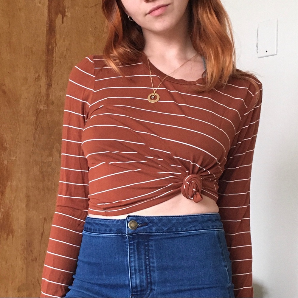 Light Striped Long Sleeve Crop